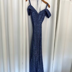 Floor length lace detail dress worn on/off shoulder shoulder. worn once.